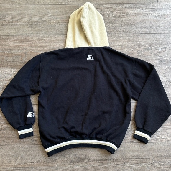 Vintage New Orleans Saints Black & Cream Starter Brand Pullover Hoodie - Picture 4 of 4